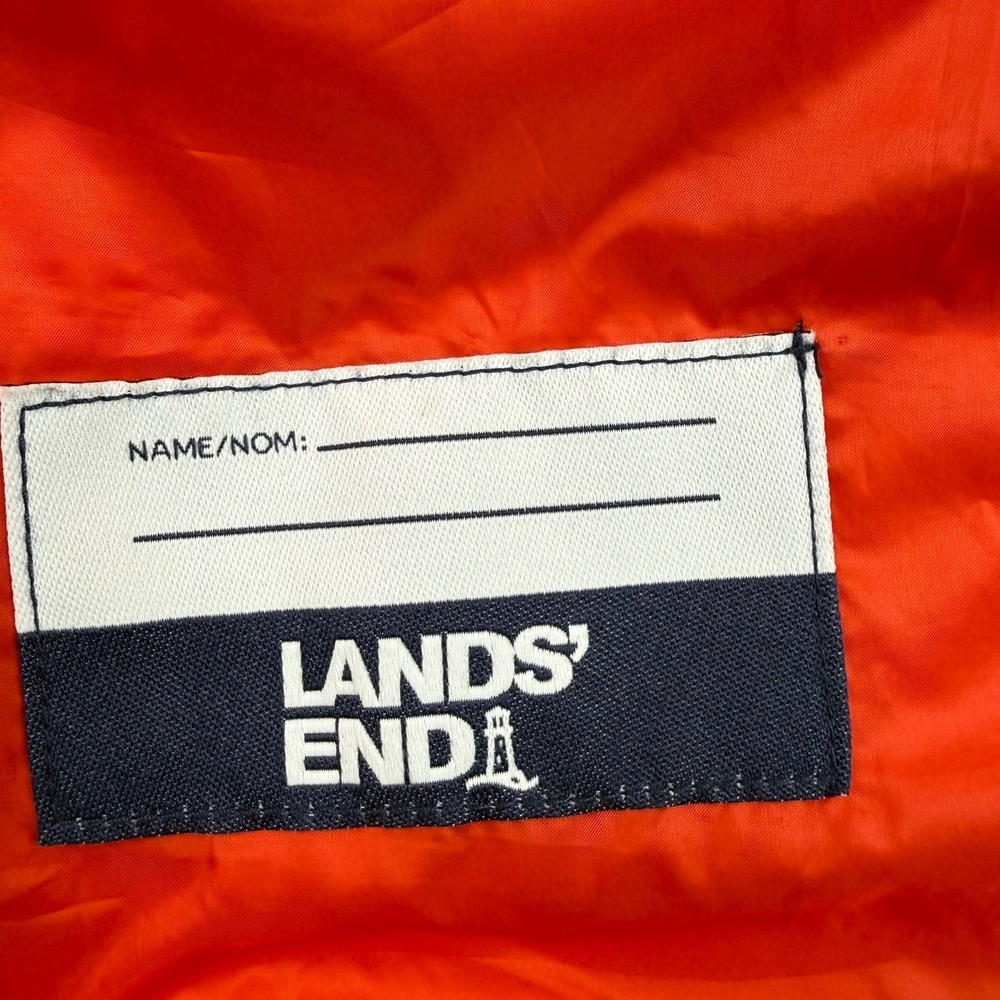 Lands End Kids XXL 18-20 Camo PrimaLoft Puffer Jacket Hooded Green Orange *Flaw - Picture 6 of 8